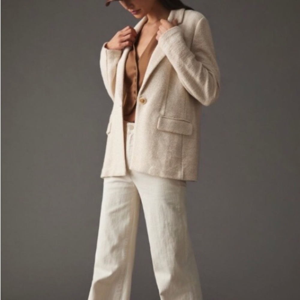 Anthropologie Beige Knit Blazer